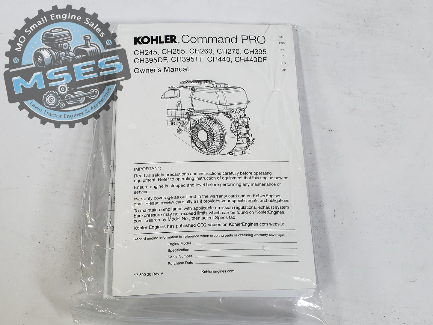 7HP Kohler Command Pro CH270-3132 Horizontal Engine 3/4 Dia. x 2-7/16 crankshaft