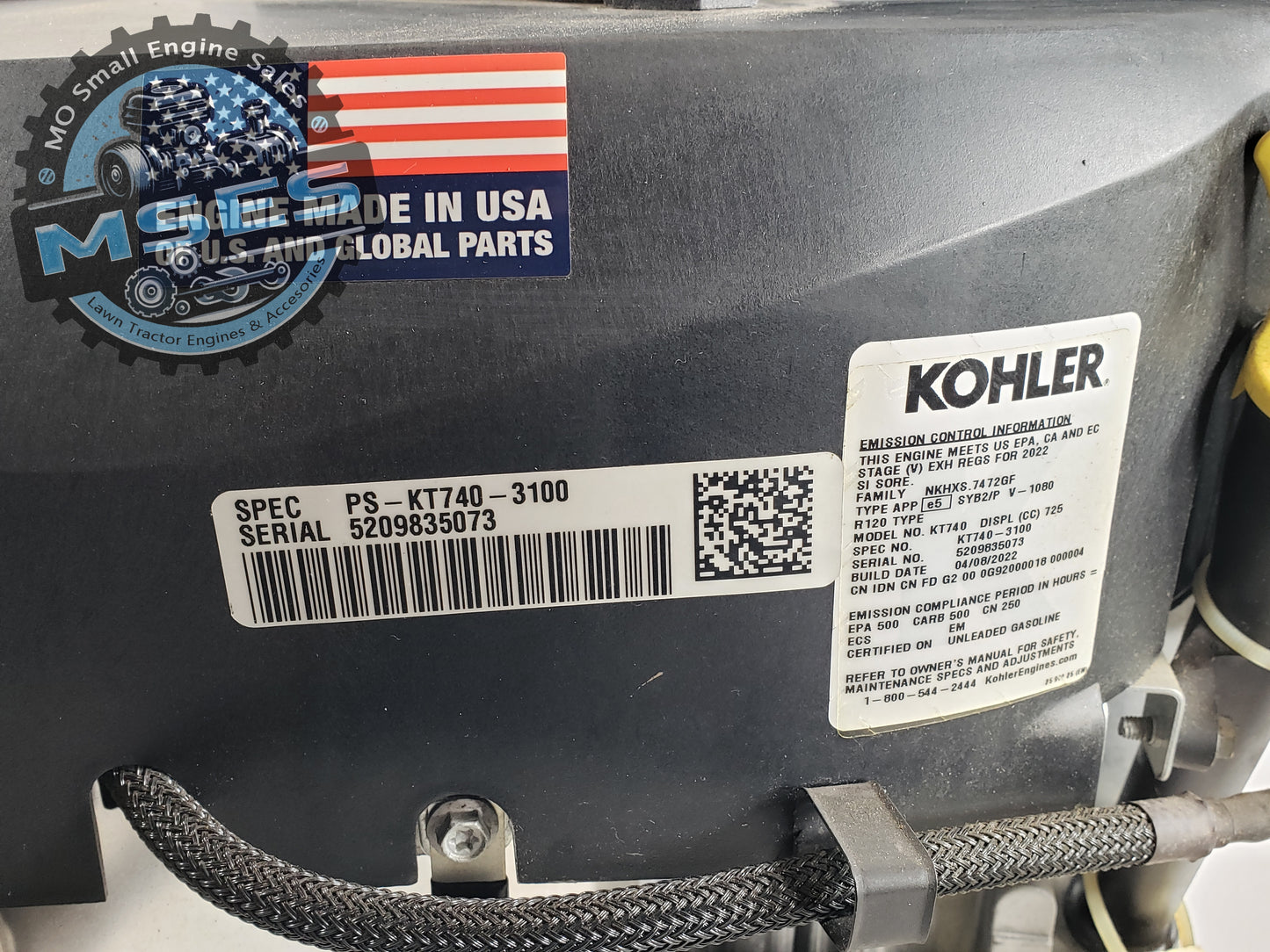 25HP Kohler 7000 Series KT740-3100 - 725CC 1" Dia. x 3.16" Keyed Crankshaft