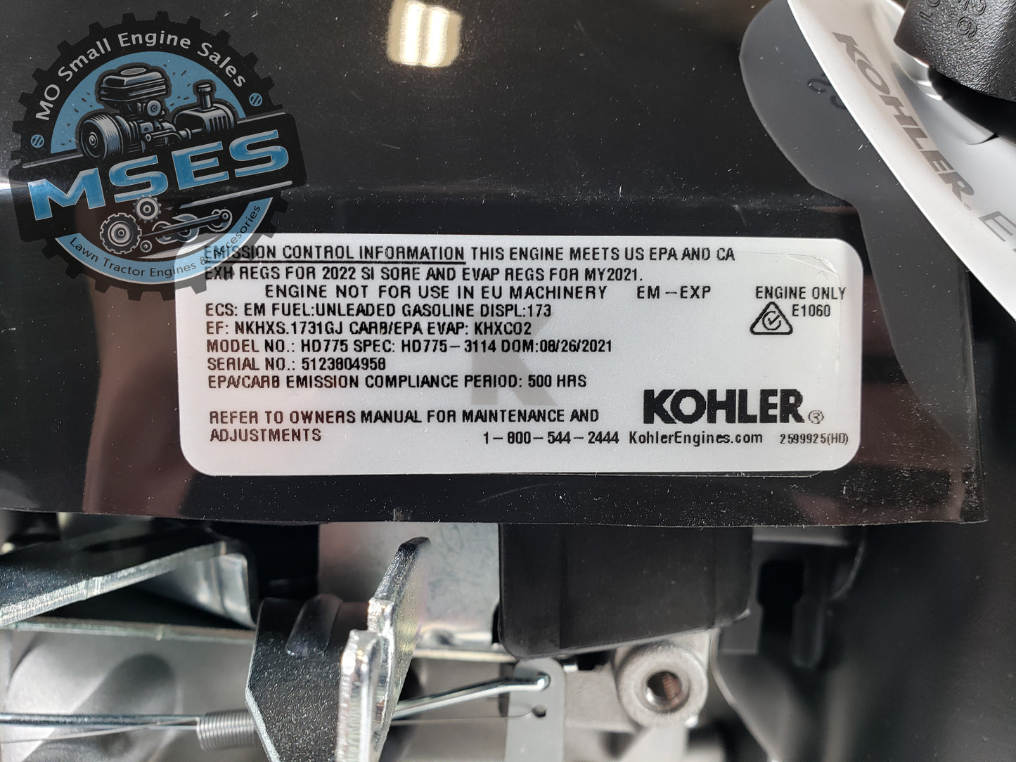 15HP Kohler HD775-3114 Commerical Series - OHV  173CC  25mm Dia. x 3 5/32” Crankshaft