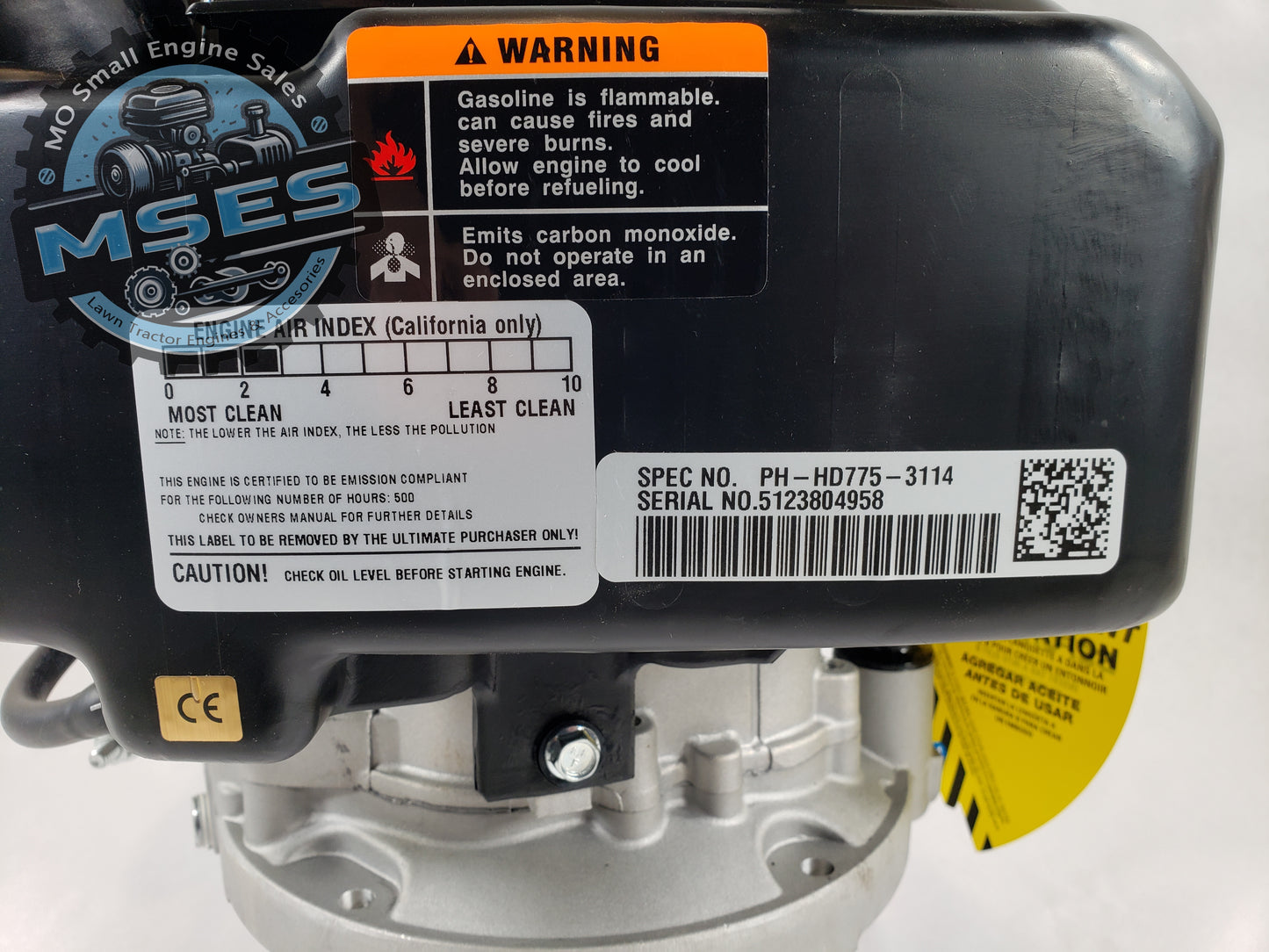 15HP Kohler HD775-3114 Commerical Series - OHV  173CC  25mm Dia. x 3 5/32” Crankshaft