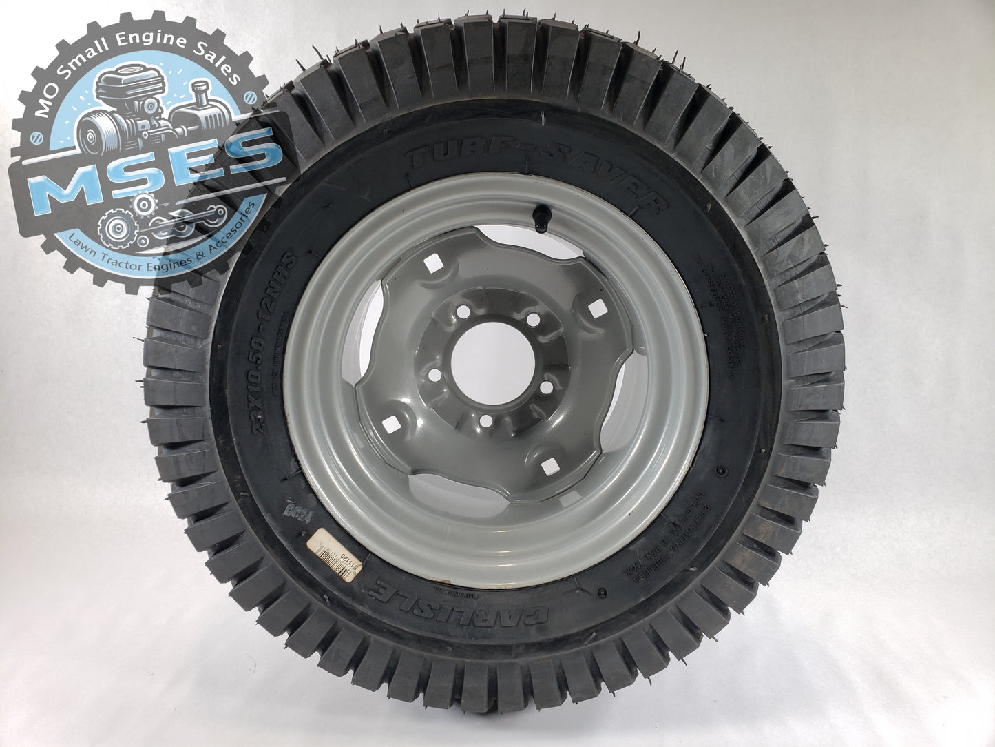 Carlisle 15763 23 x 10.50 - 12 NHS Turf Saver Tread Pneumatic Wheel Assembly