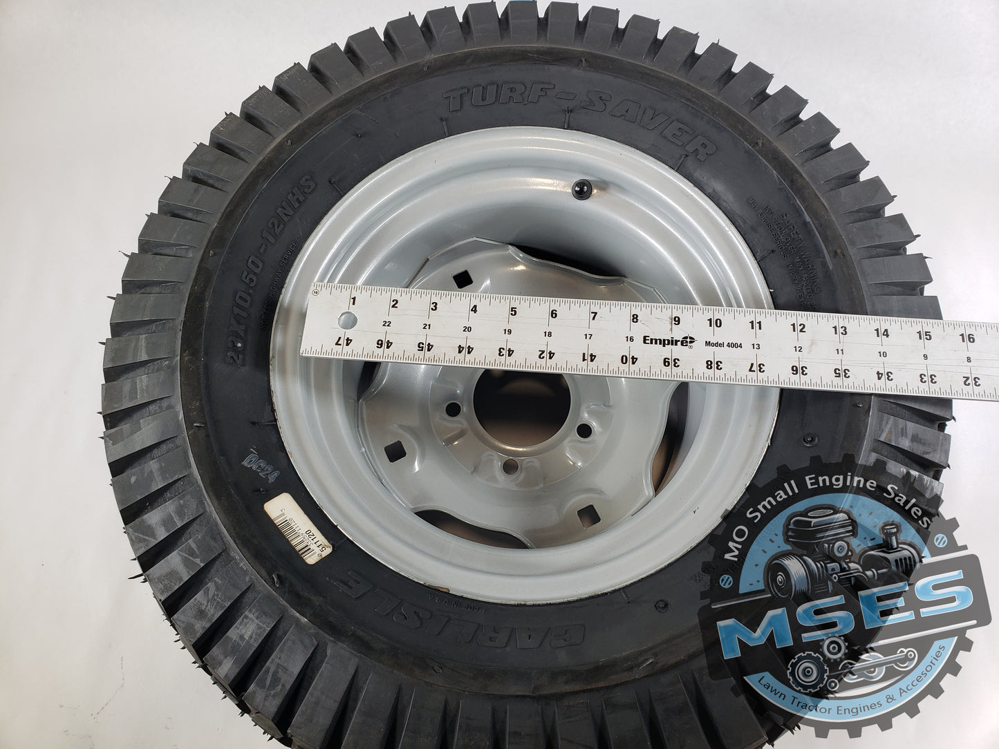 Carlisle 15763 23 x 10.50 - 12 NHS Turf Saver Tread Pneumatic Wheel Assembly