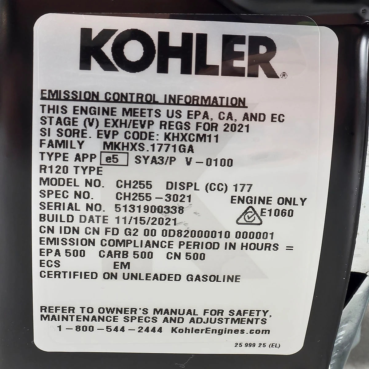 5.5HP Kohler Command PRO CH255-3021 Horizontal 3/4 Dia x 2-5/16 Crankshaft 177cc