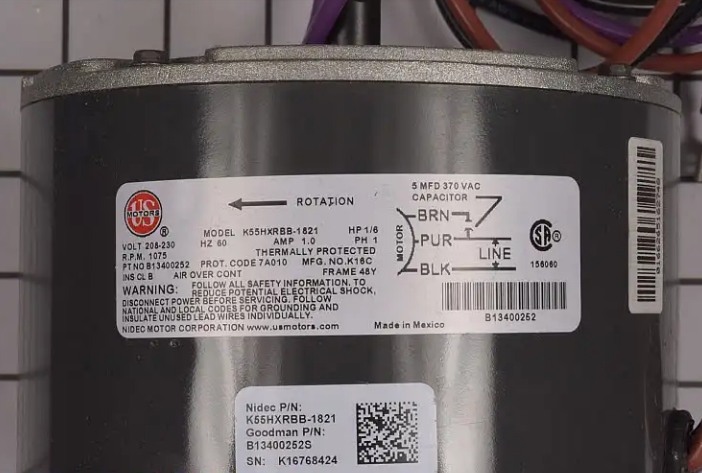 New Genuine OEM Goodman Condenser Fan Motor B13400252S