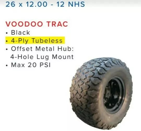 26" x 12.00" - 12 NHS VOODOO TRAC drive tire