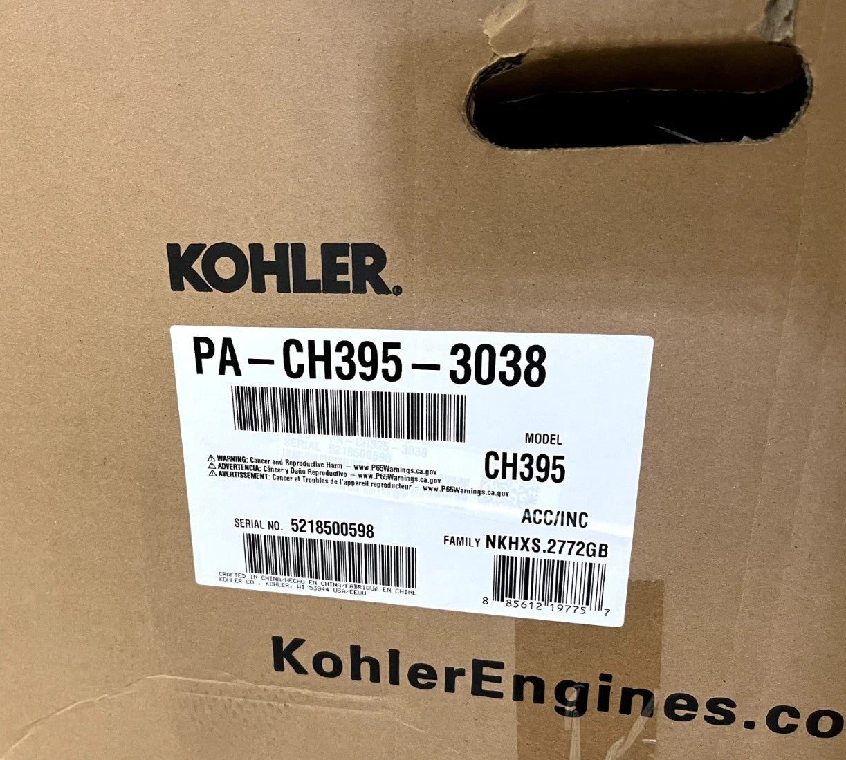 9.5HP Kohler Command Pro CH395-3038 Horizontal 22mm Dia x 52.5mm Crankshaft 277cc