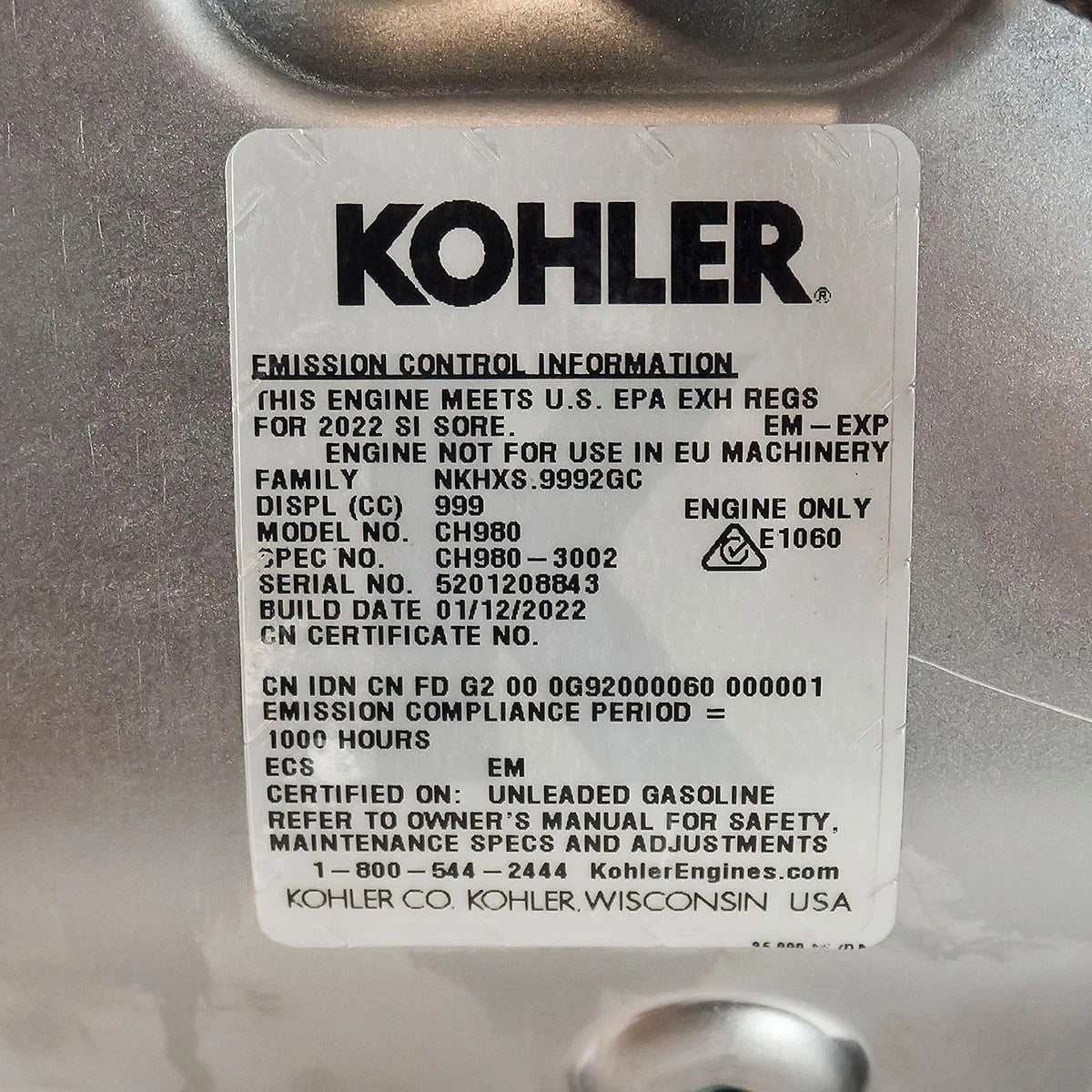 35HP Kohler CH980-3002 Horizontal Command PRO Engine 1-7/16" x 4-29/64" Crankshaft