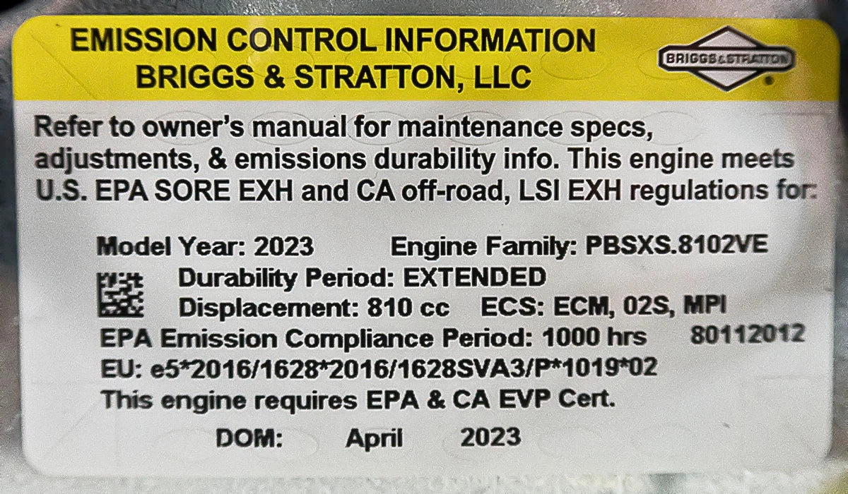28HP Briggs & Stratton 49E877-0017 Vanguard EFI Engine 1-1/8" Dia. x 4-5/16" Crank Shaft 810cc