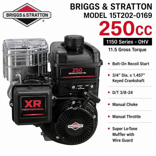 8HP Briggs & Stratton 1150 OHV 15T202‑0169 Recoil Start 3/4" Dia. x 1.457" 250CC