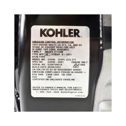 9.5HP Kohler Command Pro CH395-3031 Horizontal 1" Dia. x 3-21/32" Crankshaft 277cc