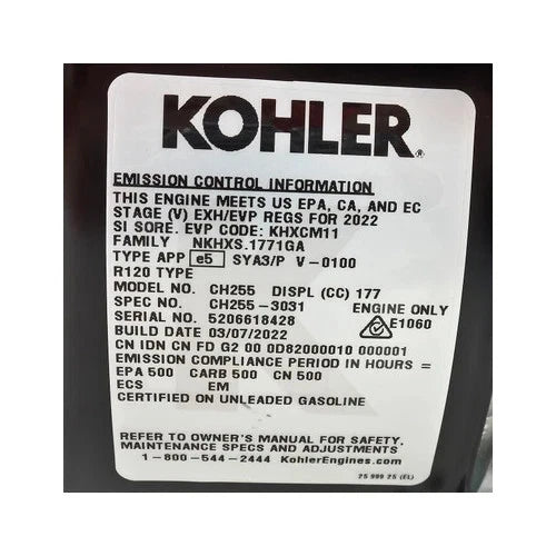 5.5HP Kohler Command Pro CH255-3031 Horizontal 3/4" Dia x 2.42" Crankshaft 177cc
