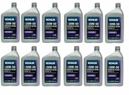 (12) Kohler 25 357 67-S Case Of 20W50 Synthetic Blend Engine Oil Quarts Genuine